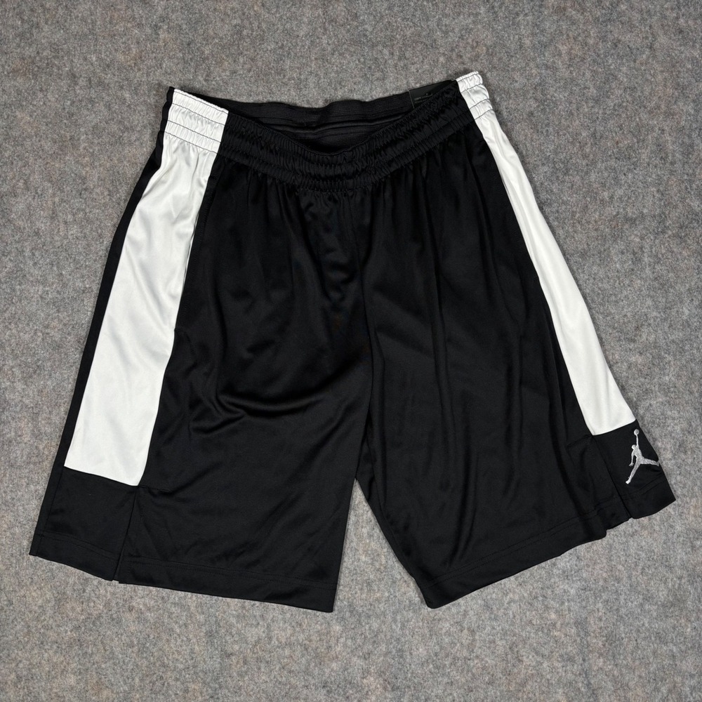 Jordan Basketball Shorts Mens L Black White Stripe Jumpman Mesh CD5064-010 NWT